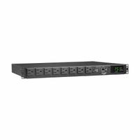 EATON TRIPP LITE PDU: Single-Phase, 120V AC, 8 Outlets, NEMA 5-15R, Metered, Remote-Monitored, 1 RU (MPN PDUMNH15AT1). Key specifications — Plug Type: NEMA 5-15P; Brand: EATON TRIPP LITE; Phase: Single-Phase; Maximum Input Voltage: 120V AC; Receptacle Type: NEMA 5-15R; Mounting Location: Wall; Facing: Front.