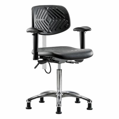 APPROVED VENDOR Task Chair: Polyurethane, Arms Included, Ht Range 20 1/4 in to 28 in, 16 in Seat Wd - Polyurethane ESD & Cleanroom Chairs