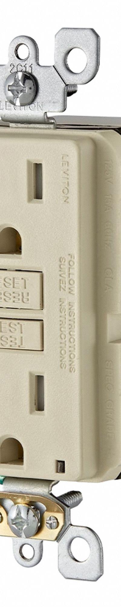 LEVITON Receptacle: Decorator Duplex, 5-15, Light Almond, 125V AC, 15 A - General Purpose Receptacles