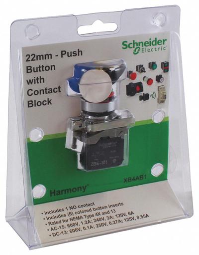 SCHNEIDER Flush Push Button Operator: Non-Illuminated, Flush Profile, Metallic, 22 mm - Flush-Mount Push Buttons