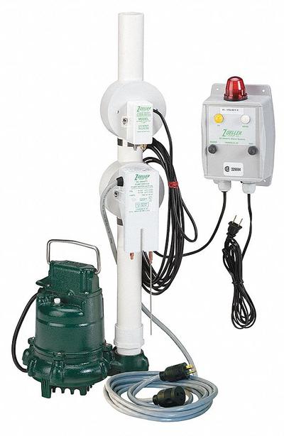 ZOELLER Elevator Sump Pump: 3/10 hp, 115V AC, 34 gpm Flow Rate @ 10' of Head, 19.2 ft Max. Head - Elevator Sump Pump Systems