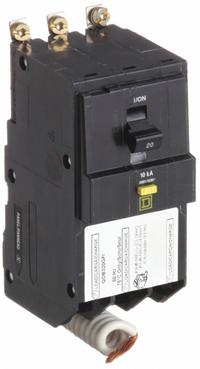 SQUARE D Miniature Circuit Breaker: 20 A, 120/208V AC, Three Phase, 10kA at 208/120V AC, 3 Poles (MPN QOB320GFI). Key specifications — Phase: Three; Amps: 20 A; AC Voltage Rating: 120/208V AC; Max. AIR Rating: 10kA at 208/120V AC; For Use With: QO Load Centers and NQ Panelboards; Brand: SQUARE D.