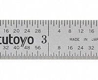 MITUTOYO Flexible Rule: 182-203, 6 in, 0.02 in Thick, 1/100 in/1/64 in, Chrome, Black, Flex, Vinyl. Key specifications — attr939978: 1/100 in; attr934745: MITUTOYO; attr944504: Inside Read; attr944509: Chrome; attr939993: Decimal; attr986193: Etched.