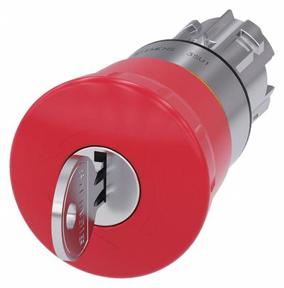 Siemens Emergency Stop Push Button: Red, 22 mm Mounting Size, Metallic - Mushroom-Head Push-Button Operators