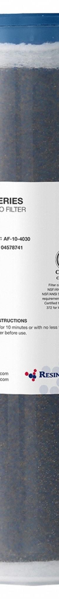 RESINTECH DI Cartridge: Ions, 0.8 lpm Flow Rate, MBD30, AF-10-4030, 2 1/2 in Overall Dia, 1. Key specifications — Media Within: MBD30; Material: Polyester; Product Type: DI Cartridge; Manufacturer Part Number: AF-10-4030.