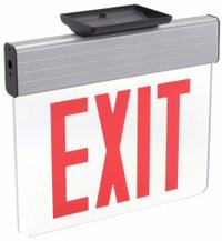 Edge-lit Exit Sign: 1 Faces, Red, Aluminum, Universal Field Selectable Chevrons, LED, Silver (MPN EDGNY 1 R EL). Key specifications — Housing Color: Silver; Brand: LITHONIA LIGHTING; Lighting Technology: LED; Self Diagnostics: No; Housing Material: Aluminum; Text Color: Red.
