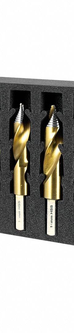 HOLEMAKER TECHNOLOGY Drill Bit Set: 7 Pc, 6 mm to 22 mm, 135° TurboTip Point, TiN-Coated HSS (MPN 209015-SET4). Key specifications — attr1239143: Impact Rated; attr1239108: HOLEMAKER TECHNOLOGY; attr1239148: 6 mm to 22 mm.
