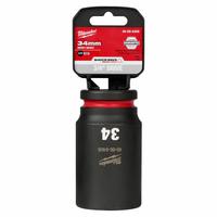 MILWAUKEE Deep Impact Socket: 3/4 in Drive Size, Metric, 34 mm Socket Size, 6-Point, Deep, Friction (MPN 49-66-6409). Key specifications — attr1215501: MILWAUKEE; attr1215515: Black Phosphate; attr1215518: 34 mm.