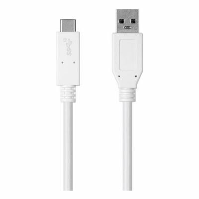 MONOPRICE Cable: Type C End 1, Type A End 2, White, 3.3 ft Lg, 3.1 USB Specification - Standard USB & Lightning Cables