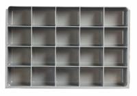 Compartment Drawer Insert: 13 3/8 in x 9 1/4 in x 2 in, 2 1/2 in x 2 13/64 in, 20 Compartments, Gray (MPN 229-95-20-IND). Key specifications — Color: Gray; Compartment HxWxD: (20) 2-1/2 in x 2-13/64 in; Removable Dividers: No; Compatible Manufacturer Model Number: 226-95; Brand: DURHAM MFG.