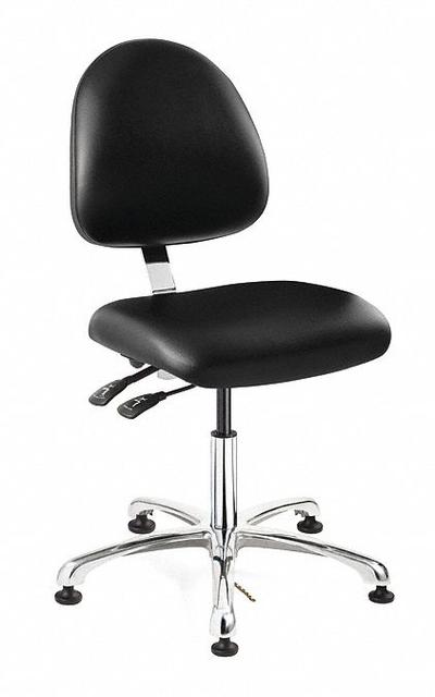 BEVCO Chair: Vinyl, Armless, Ht Range 15 1/2 in to 21 in, 20 in Seat Wd, 18 in Seat Dp - Vinyl ESD Chairs