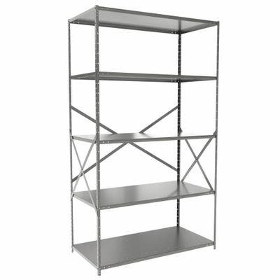 HALLOWELL Metal Shelving: Standalone, Medium-Duty, 48 in x 24 in, 84 in Overall Ht - Medium-Duty Standalone Open Metal Shelving