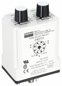 DAYTON Single Function Time Delay Relay: Socket Mounted, 24V AC/DC, 10 A, 8 Pins/Terminals (MPN 24EP31). Key specifications — Brand: DAYTON.