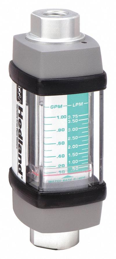 HEDLAND Mechanical Flowmeter: Water-Based Fluid Meter, Scale, Variable Area, Inline - Inline Flowmeters for Water