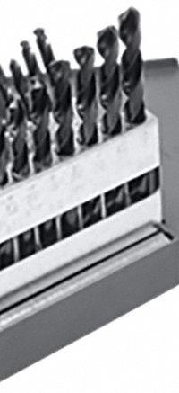 CHICAGO-LATROBE Jobber Length Drill Bit Set: 21 Pc, 1/16" to 3/8" by 64ths, 135° Split Point (MPN 49026). Key specifications — attr1236168: Drill Index; attr1236199: NAS 907 Type B.