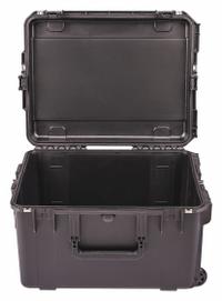 SKB Protective Case: 17 in x 22 in x 12 3/4 in Inside, No Foam, Black, 2 Wheels, 18 lb Wt, IP67 (MPN 3I-2217-12BE). Key specifications — Handle Style: Folding; Brand: SKB; Case Closure Type: Latches.