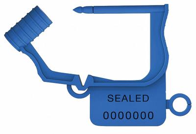 UNIVERSEAL Padlock Seals: Blue, Plastic, 15 lb Breaking Strength, 1 1/4 in Hasp Lg - Plastic Hasp Padlock Seals