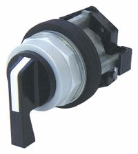EATON Selector Switch: 30 mm Panel Mounting Size, 2 Positions, Extended Lever, 2NO, Metallic (MPN HT8JLH3AAA5). Key specifications — AC Contact Rating: 10 A @ 600 V; Action: Momentary/Maintained; Cam: 3A; DC Contact Rating: 5 A @ 250 V; Hazardous Location Specification: Not Rated; Operator Head Material: Polymer; Operator Head Type: Long-Handled Knob; Operator Illumination: Non-Illuminated.
