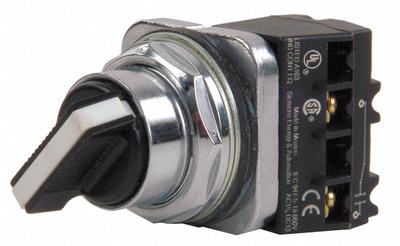Siemens Selector Switch: 30 mm Panel Mounting Size, 2 Positions, Short Lever, 1NO - Selector Switches
