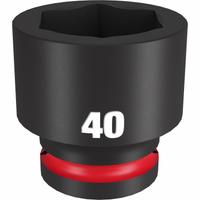 MILWAUKEE Standard Impact Socket: 3/4 in Drive Size, Metric, 40 mm Socket Size, 6-Point, Std (MPN 49-66-6378). Key specifications — attr1215501: MILWAUKEE; attr1215515: Black Phosphate; attr1215518: 40 mm.