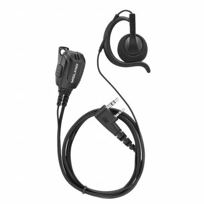 MIDLAND Earpiece: Fits Midland, For BizTalk BR Series, Ear Hook, Push To Talk, Black - Midland-Compatible Earpieces & Headsets