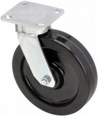 RWM Plate Caster: Swivel, Phenolic, 8 in Wheel Dia, 2 in Wheel Wd, 10 1/8 in Mounting Ht, Roller (MPN 65-DUR-0820-S). Key specifications — Wheel/Tread Color: Black; Brand: RWM; Roll Up: Swivel.