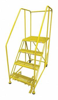 COTTERMAN Work Platform: 3.3 ft Platform Ht - Max, 24 in x 24 in, Steel, 800 lb Load Capacity (MPN 4WP2424RA3B4B8AC2P6). Key specifications — Folding: Not Foldable; Mobility: Rolling; Components Included: Rubber Foot Pads; Use Location: Indoor; Brand: COTTERMAN; Color: Yellow; Height Adjustability: Fixed Height; Includes Handrails: Handrails Not Included.