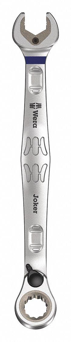 WERA Combination Wrench: Alloy Steel, Nickel Chrome, 7/16 in Head Size, 6 3/8 in Overall Lg, Offset (MPN 05020077001). Key specifications — attr309600: 7/16 in; attr309611: Nickel Chrome; attr309610: Alloy Steel; attr309604: Yes; attr309612: No; attr309613: No; attr309615: No; attr324932: WERA.