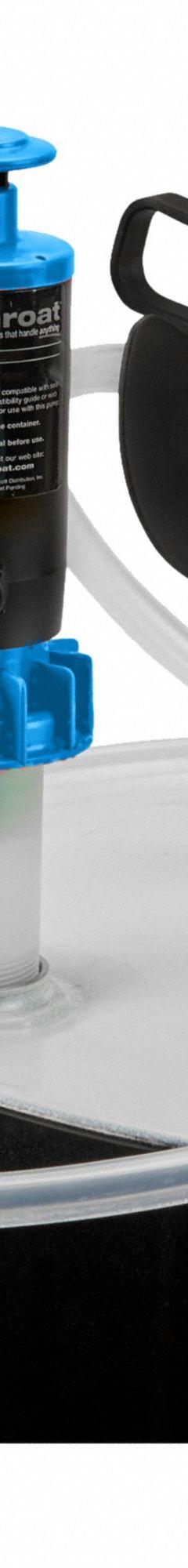 GOATTHROAT PUMPS Air Drum Pump: Pump w/ Discharge Hose & Nozzle, 4.5 gpm Max. Flow Rate, PP (MPN GT200RTBPVC). Key specifications — Brand: GOATTHROAT PUMPS; Suction Tube Material: PP.