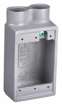 HUBBELL KILLARK Electrical Box: Iron, Rectangular, 1 Gangs, 3/4 in Hub Size, 18 cu in Capacity, Gray (MPN FSS-2M). Key specifications — Color: Gray; Brand: HUBBELL KILLARK.