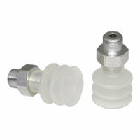 SCHMALZ Vacuum Pad Assembly: Multi-Bellows, 2.5 Folds, G1/8 in Vacuum Port, 21 mm Pad Dia, Clear (MPN 10.01.06.00042). Key specifications — attr1019136: 10.01.06.00042; attr1019138: SCHMALZ; attr1019139: 55 A.