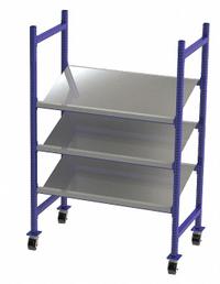 UNEX FLOW CELL Gravity Flow Rack: 52 in x 28 in x 72 in, Tilt, 3 Shelves, Steel (MPN FCMTPS52283). Key specifications — Brand: UNEX FLOW CELL; Decking Material: Steel.