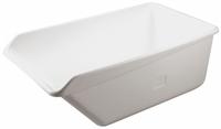 VIKAN Hopper Tub: 800 lb, 54 1/2 in L x 32 in W x 21 3/4 in H, White, Dump Tub (MPN 69055). Key specifications — Bin Color: White; Brand: VIKAN; Product Type: Angled Dump Tub with Drain.