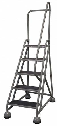 COTTERMAN Rolling Ladder: 3.8 ft Platform Ht, Partially Assembled, Steel, Wt-Actuated Auto-Lock (MPN ST-503 A2 C1 P5). Key specifications — Includes Handrails: Handrails Included; Material: Steel; Brand: COTTERMAN; Color: Gray.