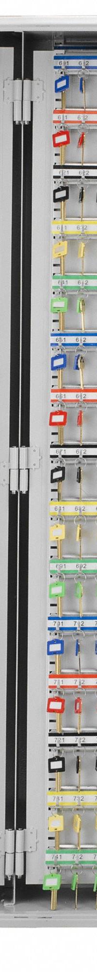 Key Box: 1,170 Key Capacity, Single Key Lock, Steel, Gray, 51 in Ht, 28 3/4 in Wd, 10 in Dp (MPN CB12960). Key specifications — Brand: BARSKA; Finish: Matte; Includes Key Tags: Includes Key Tags; Includes Mounting Hardware: Mounting Hardware Included; Color: Gray; Mounting Location: Surface; Material: Steel.