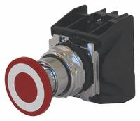 EATON Mushroom Head Push Button: 30 mm, Metallic, Mushroom Head Profile, 1NO/1NC (MPN 10250T853RD24). Key specifications — Manufacturer Part Number: 10250T853RD24; Product Type: Push Button Operators; Series: 10250T; Brand: EATON; AC Contact Rating: 10 A @ 600 V; Action: Maintained/Momentary; DC Contact Rating: 5 A @ 250 V; Operator Illumination: Illuminated.