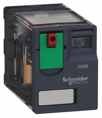 SCHNEIDER General Purpose Relay: Socket Mounted, 12 A Current Rating, 120V AC, DPDT, K Socket (MPN RXM2AB1F7). Key specifications — Brand: SCHNEIDER; Base Type: Square; Mounting Style: Plug-In; Pin Shape: Flat; Electrical Connection: Quick-Connect; Manufacturer Part Number: RXM2AB1F7; Series: Harmony™ RXM Series.