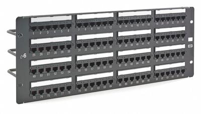 HUBBELL PREMISE WIRING Patch Panel: Flat, 4 Rack Units, 96 Ports, 6, IDC, 4-Pr PoE (4PPOE) - Rack-Mount Punchdown RJ45 Patch Panels