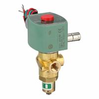 REDHAT Solenoid Valve: 3-Way, Normally Closed, 1/4 in Pipe Size, 110V AC/120V AC, Manual Operator (MPN 8320G184MO). Key specifications — Pipe Size: 1/4 in; Voltage: 120V AC; Brand: REDHAT; Coil Enclosure: Watertight.