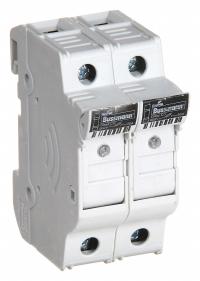 BUSSMANN Fuse Block: Finger-Safe, 2 Pole, 600 V AC, DIN Rail Mounting, Box Lug Termination (MPN CHCC2DIU). Key specifications — Brand: BUSSMANN.