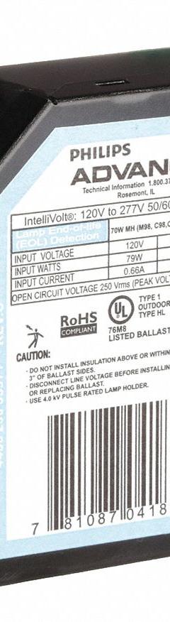 ADVANCE HID Ballast: Metal Halide, 70 W Bulb Watt - Max, ANSI Code C139/C98/M1/M139/M98, Pulse (MPN IMH-70-G-LF). Key specifications — Input Voltage: 120/277V AC; Brand: ADVANCE; Ballast Bulb Type: Metal Halide.