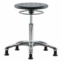 Stool: Polyurethane, Ht Range 19 1/4 in to 27 in, 13 in Seat Wd, 13 in Seat Dp, 5 Glides, 0 Casters (MPN CLR-IPMBSO-CR-NF-RG-BLK). Key specifications — Brand: APPROVED VENDOR; Foot Support: No; Base Material: Aluminum; Clean Room Class: ISO 4; ESD-Safe: Not ESD Safe; Number of Casters: 0.