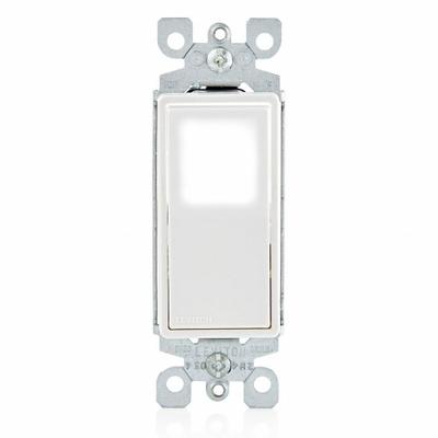 LEVITON Wall Switch: Rocker Switch, Single Pole, Maintained, White, 120/277V AC - Rocker Wall Switches