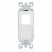 LEVITON Wall Switch: Rocker Switch, Single Pole, Maintained, White, 120/277V AC, 15 A (MPN L5611-2W). Key specifications — Illuminated: Yes; Voltage Rating: 120/277V AC.