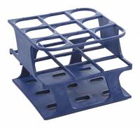 Tube Rack: 3 3/8 in Overall Wd, 4 3/8 in Overall Ht, 4 3/8 in Overall Lg, POM, Blue, (9) Wells (MPN HS27505B). Key specifications — Material: POM; Mounting Location: Benchtop; Color: Blue; Product Type: Test Tube Rack; Total Holding Capacity: (9) Wells; Brand: HEATHROW SCIENTIFIC.