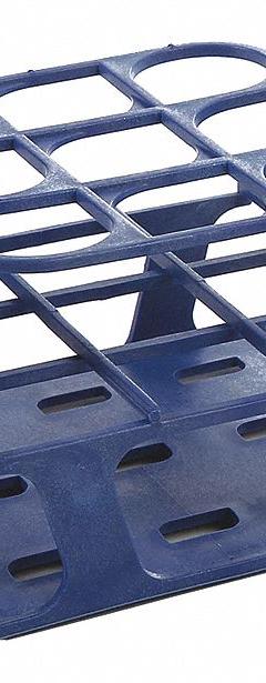 Tube Rack: 3 3/8 in Overall Wd, 4 3/8 in Overall Ht, 4 3/8 in Overall Lg, POM, Blue, (9) Wells (MPN HS27505B). Key specifications — Material: POM; Mounting Location: Benchtop; Color: Blue; Product Type: Test Tube Rack; Total Holding Capacity: (9) Wells; Brand: HEATHROW SCIENTIFIC.