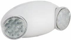 Emergency Light: LED, Damp Location Rated, 1 W Lamp Watt, 120/277V AC, 2 W Emergency Watt, Surface (MPN CU2). Key specifications — Environmental Rating: Damp Location Rated; Remote Capable: No; Adjustable Lamp Heads: Yes; Brand: COMPASS; Standards: OSHA; Series: CU2; Features: Test Switch; Housing Color: White.