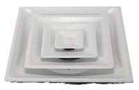 Diffuser: Ceiling/Wall, 23 3/4 in H, 23 3/4 in W, Surface Mount, 6 to 12 in Duct, Steel, Square Cone (MPN 4JRL3). Key specifications — Insulated: Yes; Adjustable Blades: No; Color: White; Brand: APPROVED VENDOR; Mounting Location: Ceiling.