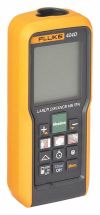 FLUKE Laser Distance Meter: Inch/Metric, 2 in – 260 ft, + 1 mm, AAA, Rubber, Digital, Red (MPN FLUKE-424D/WWG). Key specifications — attr938983: Feet; attr938974: Volume Measurement; attr934751: FLUKE; attr938968: + 1 mm; attr938975: 180° Inclination Sensor; attr938977: Red.