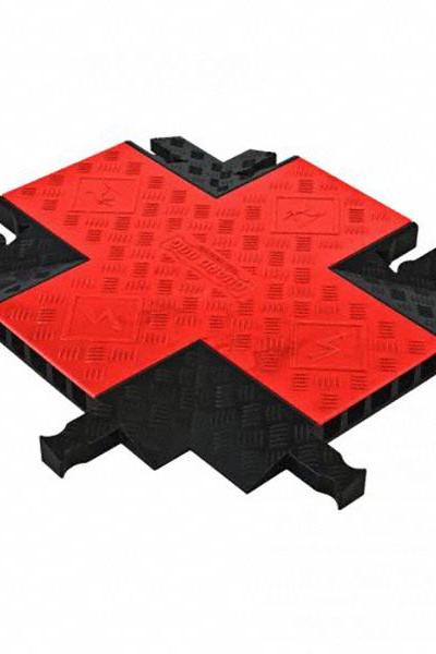 CHECKERS Cable Protector 4-Way Cross: 5 Channels - 5-Channel Hinged-Cover Cable Ramps